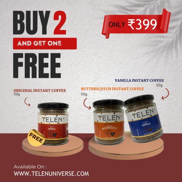 Buy 2 Get 1 Free ( Butterscotch & Vanilla Instant Coffee 50g )