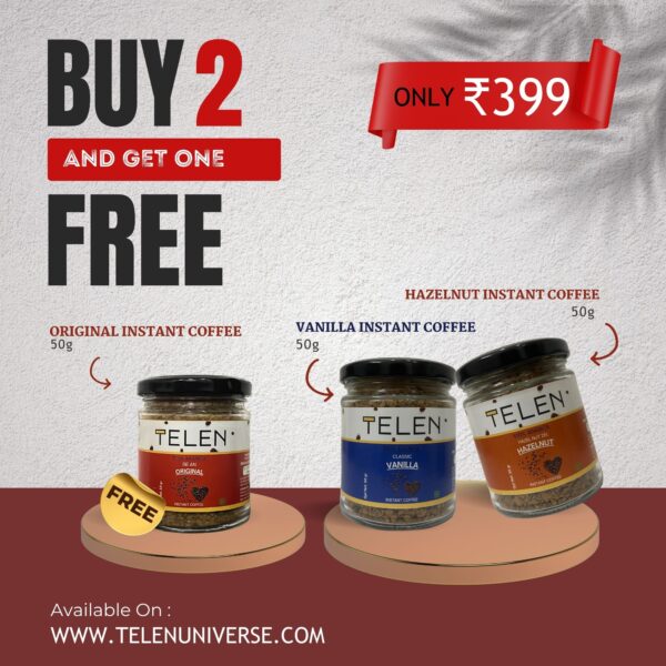 Buy 2 Get 1 Free ( Vanilla & Hazelnut Instant Coffee 50g )